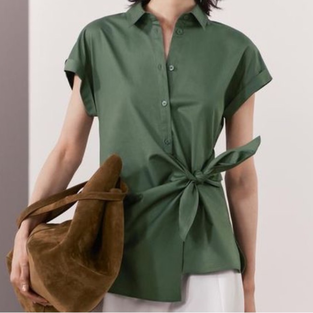 Zara COLLECTION KNOTTED POPLIN SHIRT.